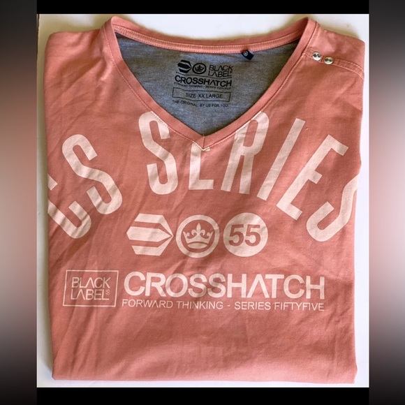 Crosshatch Black Label V Neck T-Shirt Tee Coral Pink Cotton Mens Size XXL - Picture 7 of 7